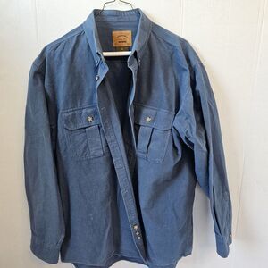 American Wildlife Men's Blue Flannel Button Down Sz XL Heavyweight Outdoor I0147